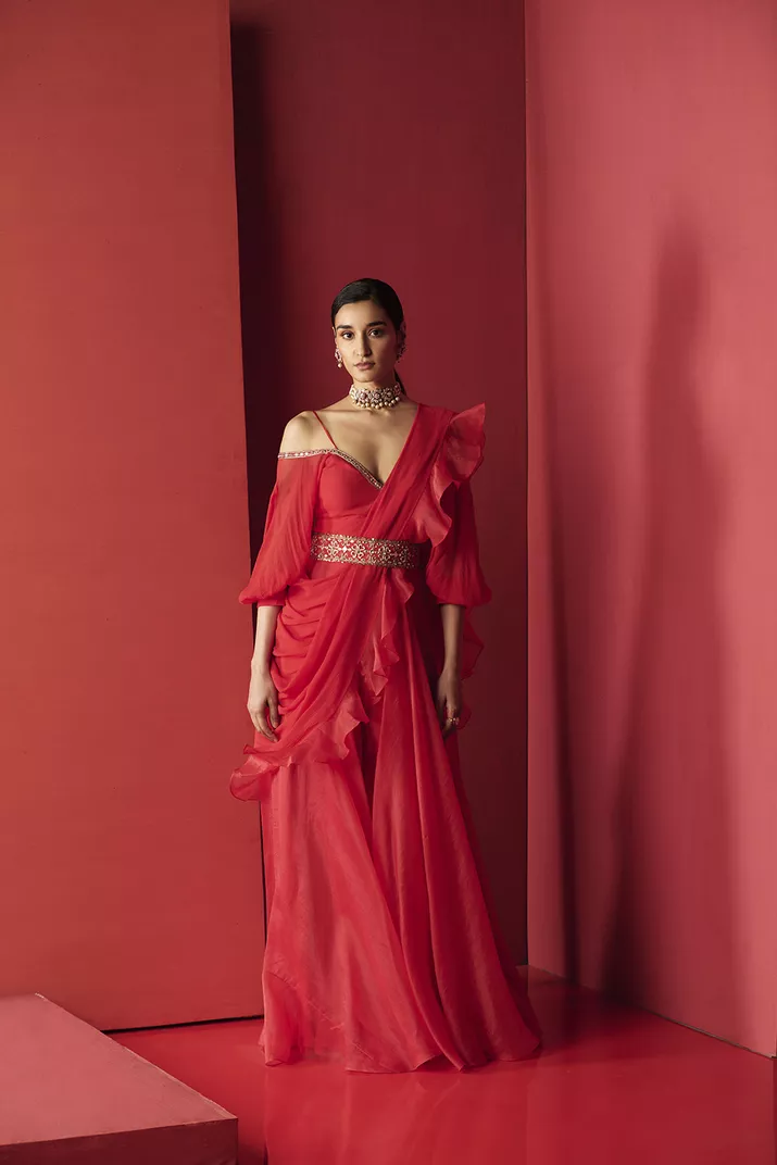 Hybrid Silhouettes bridal red color